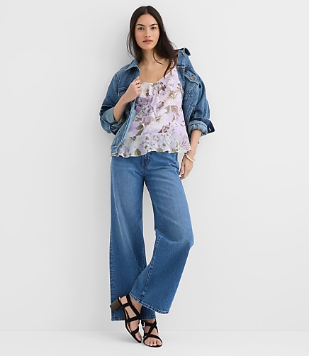 Floral Tie Back Ruffle Strappy Cami