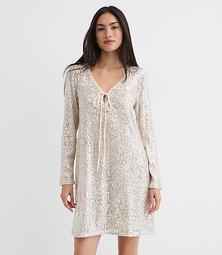 Sequin Tie Keyhole Mini Dress