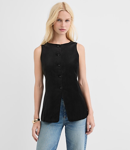 Velvet High Neck Vest