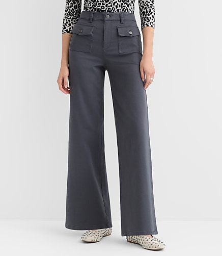 Curvy Palmer Wide Leg Pants in Twill