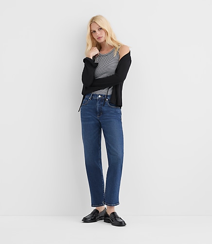 Rivete Petite Mid Rise Slim Jeans in Muse Wash
