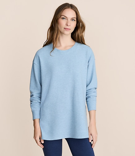 Petite Lou & Grey Flecked Ottoman Side Slit Tunic Top