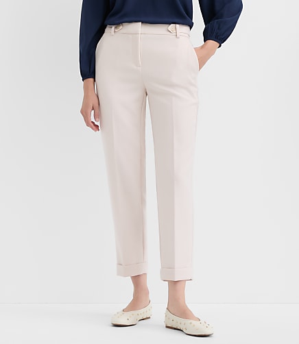 Petite Curvy Cuffed Riviera Slim Pants in Melange