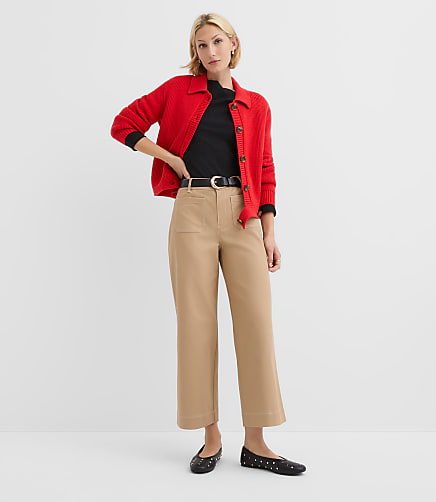 Tall Palmer Wide Leg Crop Pants in Contrast Stitch