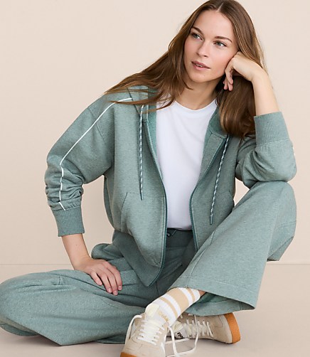Petite Lou & Grey Heathered Piped Elite Fleece Zip Hoodie