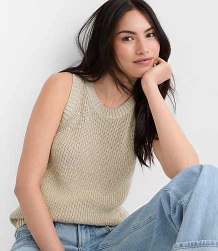 Shimmer Halter Sweater Tank Top