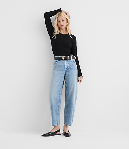 Rivete Tall Mid Rise Barrel Jeans in Aura Wash