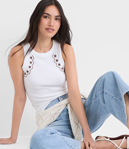 Floral Embroidered Perfect Tank