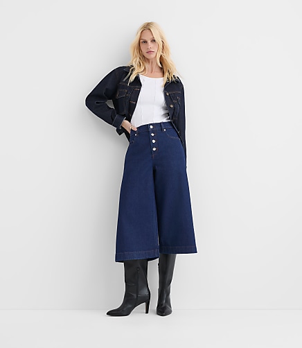 Rivete Tall High Rise Gaucho Jeans in Nova Wash