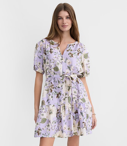 Floral Flounce Mini Pocket Dress