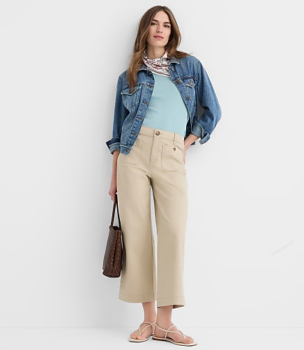 Tall Palmer Wide Leg Crop Pants in Twill