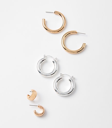 Mixed Metal Hoop Earring Set