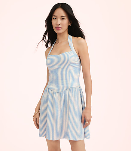 Lately Striped Mini Halter Dress