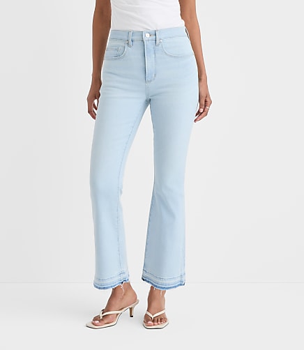 Rivete Petite Curvy Unpicked High Rise Kick Crop Jeans in Wave Wash