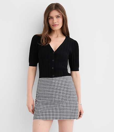 Petite Gingham Modern Mini Skort