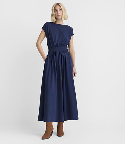 midi work dresses for women Berylove Tweed Pink Dress A-Line Long Sleeve Business Casual Dress Chic Boat Neckline Women's Work Dresses - Linen,