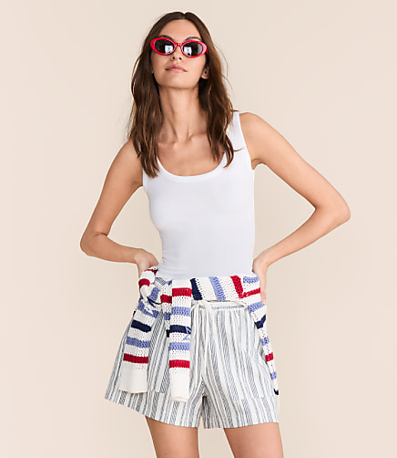 Petite Lou & Grey Striped Linen Cotton Shorts