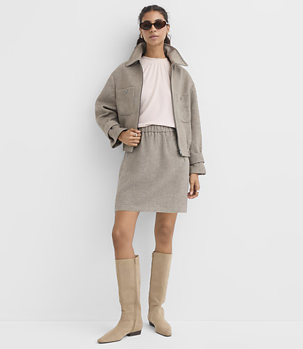 Melange Twill Pull On Mini Pocket Skirt
