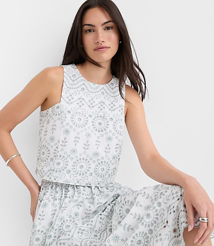 Petite Eyelet Poplin Shell