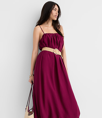 Petite Strappy Bubble Midi Pocket Dress