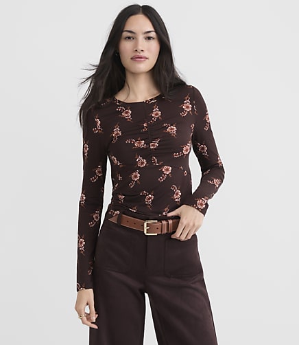 Petite Floral Ruched Top