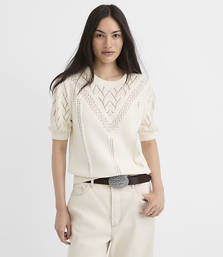 Stitchy Elbow Sleeve Sweater Tee