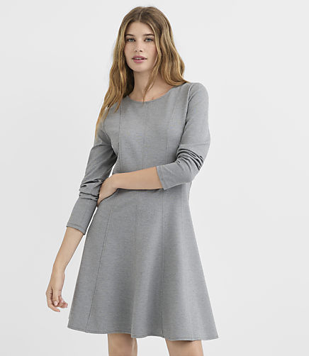 Petite Heathered Seamed Ponte Long Sleeve Mini Dress