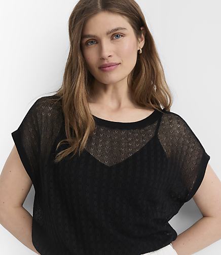 Pointelle Relaxed Wedge Sweater Tee