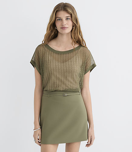 Pointelle Relaxed Wedge Sweater Tee