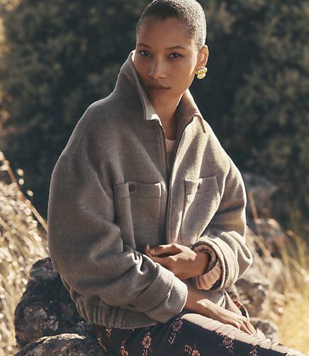 Petite Melange Twill Bomber Jacket