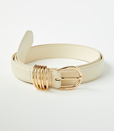 Stacked Metal Keeper Leather Belt