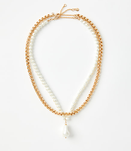 Pearlized Chunky Chain Link Necklace Set