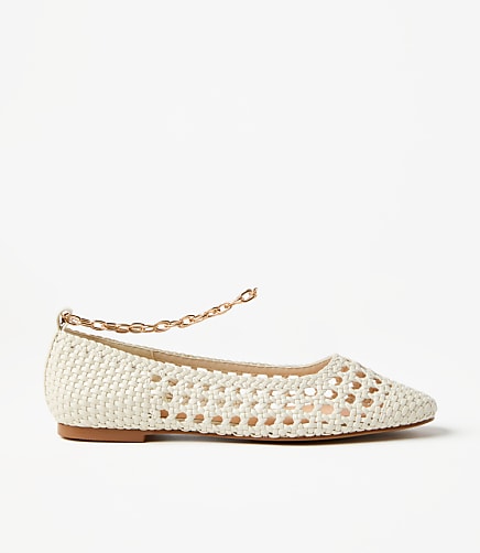 Crochet Chain Ankle Strap Ballet Flats