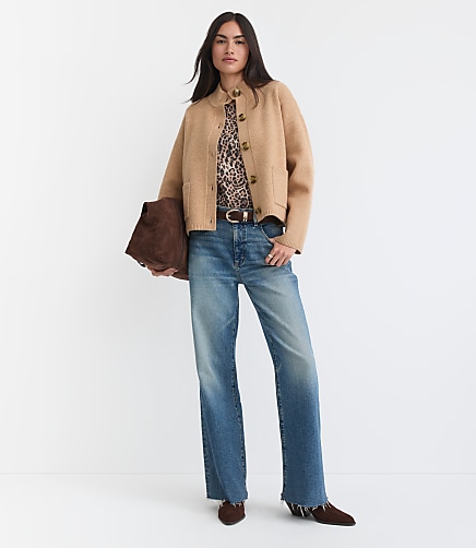Ribbed Mock Neck Sweater Jacket
