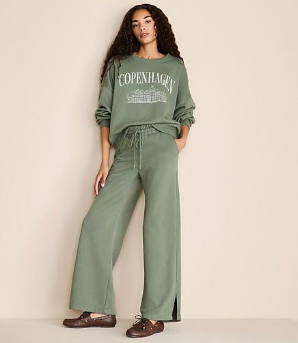 Lou & Grey Elite Fleece Wide Leg Sweatpants