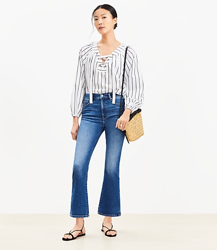 High Rise Kick Crop Jeans in Bright Medium Stone Wash