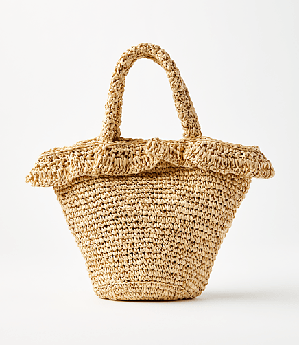 Ruffle Straw Bag