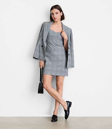 LOFT Versa Seasonless Stretch Strappy Mini Dress in Plaid