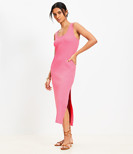 Perfect Ribbed Tank Midi Dress - Milano Pink