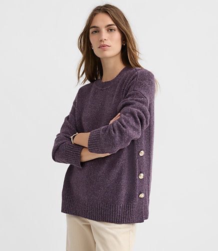 Marled Side Button Tunic Sweater