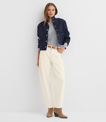 High Rise Barrel Jeans in Ivory