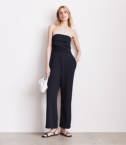 LOFT Versa Crepe Drape Strapless Jumpsuit