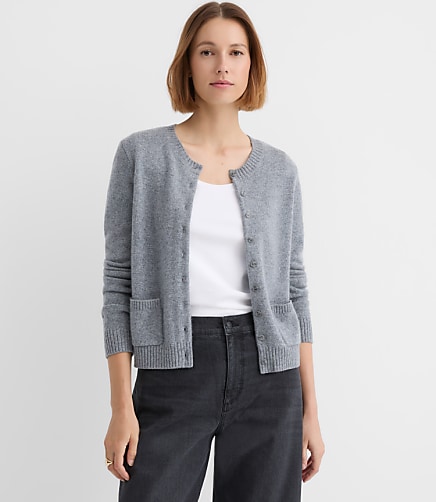 Cashmere Pocket Cardigan - Dusk Grey Melange