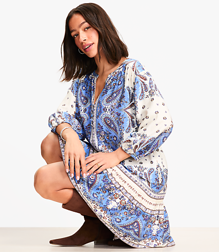 Petite Bandana Print Mini Flounce Dress