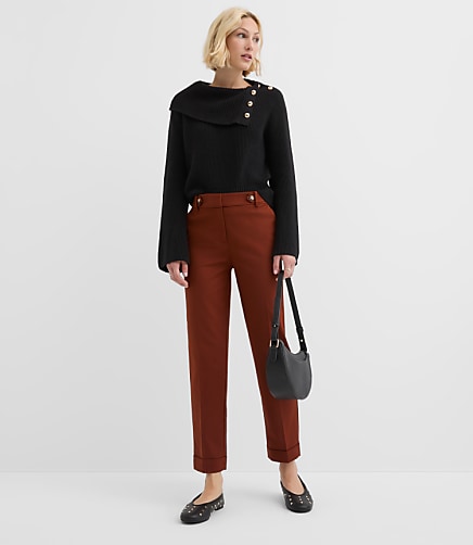 Cuffed Riviera Slim Pants in Doubleweave