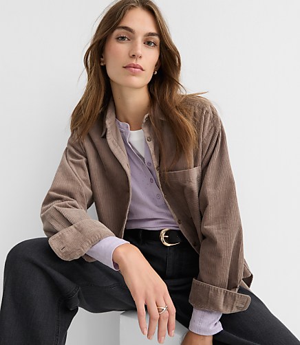 Petite Corduroy Everyday Oversized Pocket Shirt