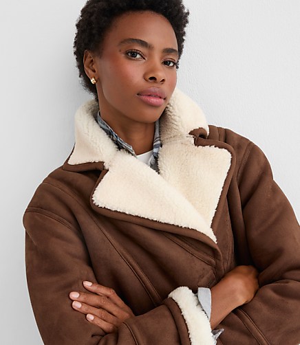 Faux Suede Sherpa Jacket