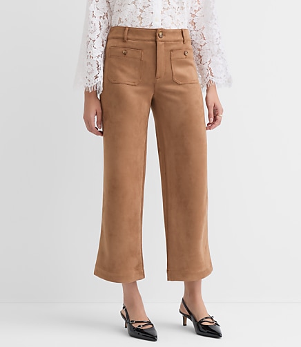 Curvy Palmer Wide Leg Pants Faux Suede
