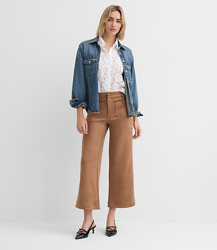 Tall Palmer Wide Leg Pants in Faux Suede