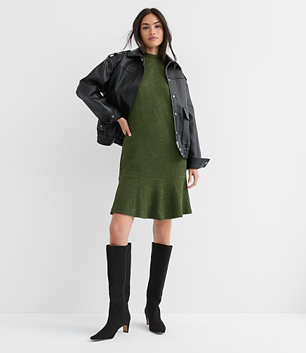 Petite Jacquard Mini Flounce Dress